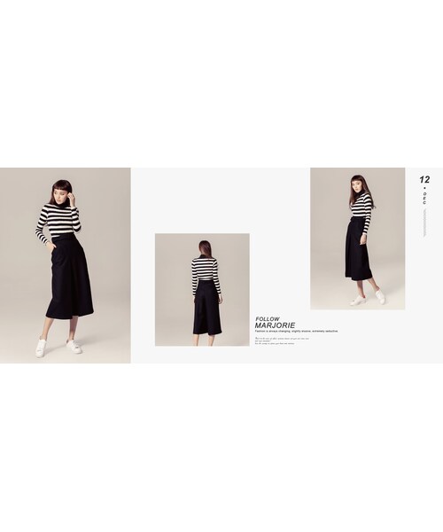 Marjorie（マージョリー）の「俐落OL寬版長褲（パンツ・レディース・灰/黑・S/M）」の5枚目の写真