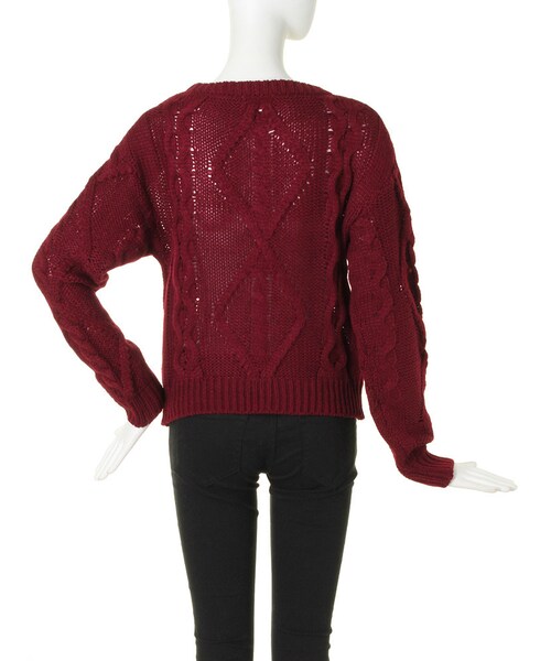 EVRIS（エヴリス）の「ケーブルニットP/O（トップス・レディース・ホワイト/ブラック/ボルドー・F）」の8枚目の写真