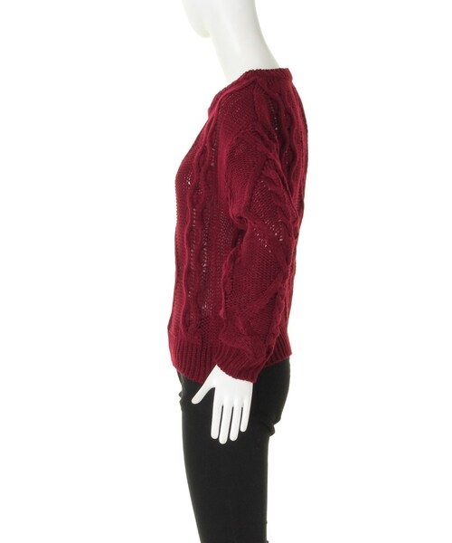 EVRIS（エヴリス）の「ケーブルニットP/O（トップス・レディース・ホワイト/ブラック/ボルドー・F）」の7枚目の写真