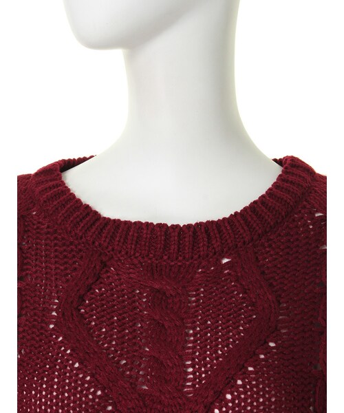 EVRIS（エヴリス）の「ケーブルニットP/O（トップス・レディース・ホワイト/ブラック/ボルドー・F）」の9枚目の写真