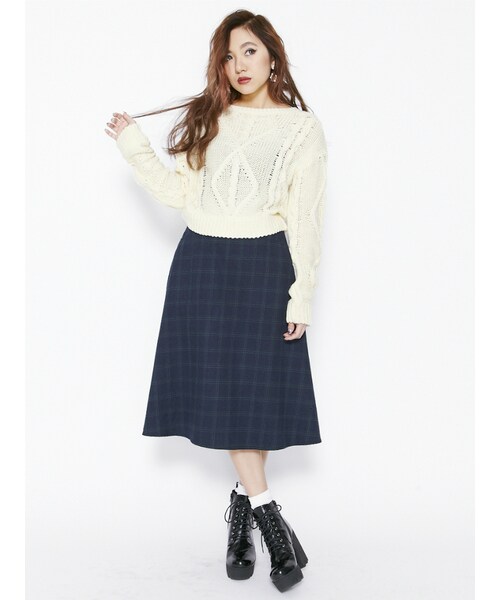 EVRIS（エヴリス）の「ケーブルニットP/O（トップス・レディース・ホワイト/ブラック/ボルドー・F）」の5枚目の写真