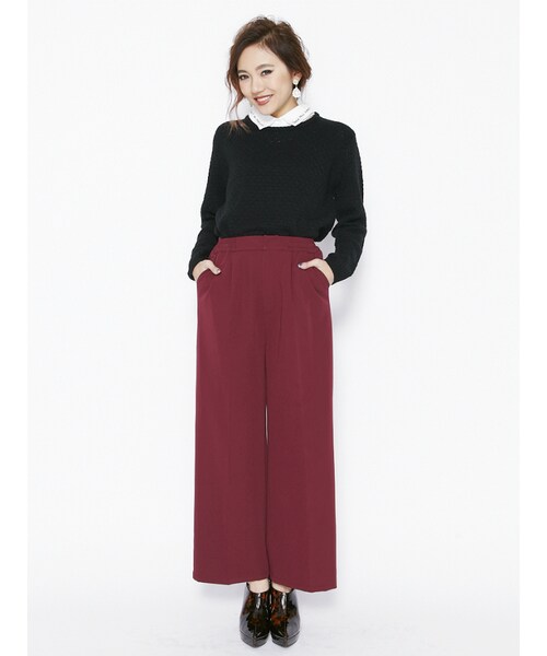 EVRIS（エヴリス）の「イージーワイドPT（パンツ・レディース・ブラック/ボルドー/ミックス・S/M）」の4枚目の写真