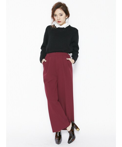 EVRIS（エヴリス）の「イージーワイドPT（パンツ・レディース・ブラック/ボルドー/ミックス・S/M）」の5枚目の写真