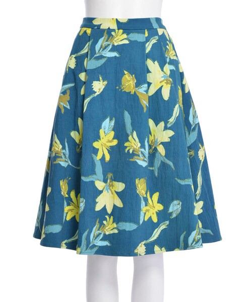 MURUA（ムルーア）の「【FEMININE】placidフラワーフレアSK（スカート・レディース・グレー/グリーン・1/2）」の4枚目の写真