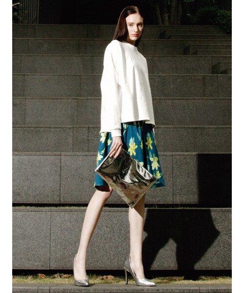 MURUA（ムルーア）の「【FEMININE】placidフラワーフレアSK（スカート・レディース・グレー/グリーン・1/2）」の3枚目の写真