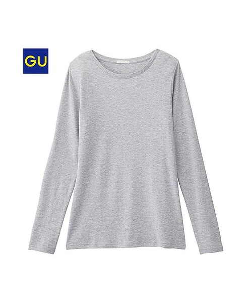 GU（ジーユー）の「（GU）フライスクルーネックＴ（長袖）（WOMEN ⁄ カットソー（Ｔシャツ）・レディース・YELLOW/NATURAL/OFF WHITE/GRAY/PURPLE/BLACK・XXL/S/XL/L/XS/M）」の4枚目の写真