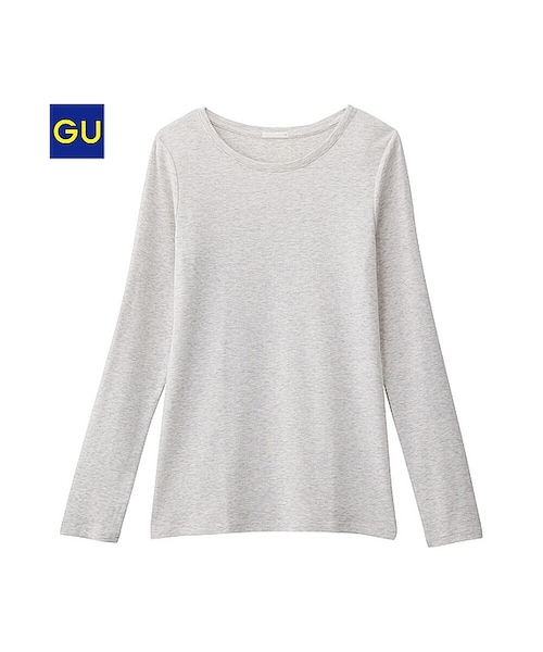 GU（ジーユー）の「（GU）フライスクルーネックＴ（長袖）（WOMEN ⁄ カットソー（Ｔシャツ）・レディース・YELLOW/NATURAL/OFF WHITE/GRAY/PURPLE/BLACK・XXL/S/XL/L/XS/M）」の6枚目の写真