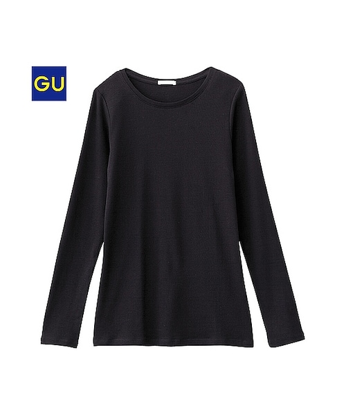 GU（ジーユー）の「（GU）フライスクルーネックＴ（長袖）（WOMEN ⁄ カットソー（Ｔシャツ）・レディース・YELLOW/NATURAL/OFF WHITE/GRAY/PURPLE/BLACK・XXL/S/XL/L/XS/M）」の3枚目の写真