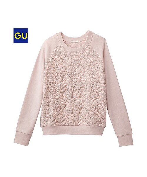 GU（ジーユー）の「（GU）レースコンビスウェット（長袖）（WOMEN ⁄ スウェット・レディース・NATURAL/PINK/NAVY・S/L/XL/M）」の3枚目の写真