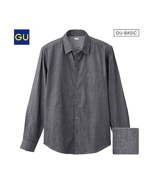 GU(ジーユー)の「(GU)ライトデニムシャツ(長袖)(MEN ⁄ シャツ・メンズ・BLUE/GRAY/BLACK・XL/L/S/M)」の1枚目の写真