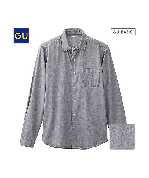 GU(ジーユー)の「(GU)ライトデニムシャツ(長袖)(MEN ⁄ シャツ・メンズ・BLUE/GRAY/BLACK・XL/L/S/M)」の2枚目の写真