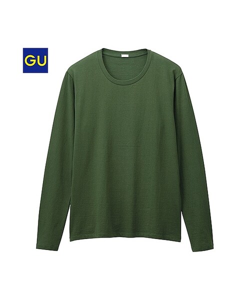 GU（ジーユー）の「（GU）クルーネックＴ（長袖）Ａ（MEN ⁄ カットソー・メンズ・RED/GRAY/BLUE/WHITE/NAVY/BLACK/DARK GRAY/OLIVE・L/M/S/XL）」の6枚目の写真