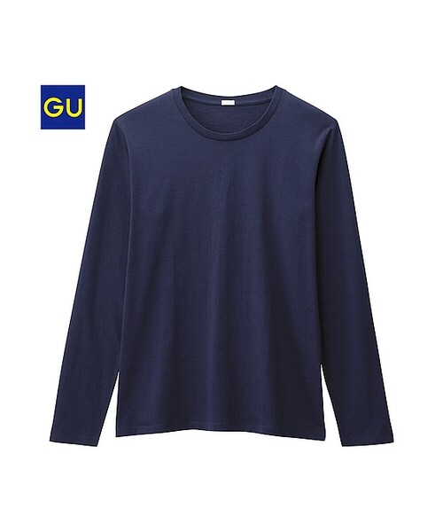 GU（ジーユー）の「（GU）クルーネックＴ（長袖）Ａ（MEN ⁄ カットソー・メンズ・RED/GRAY/BLUE/WHITE/NAVY/BLACK/DARK GRAY/OLIVE・L/M/S/XL）」の8枚目の写真