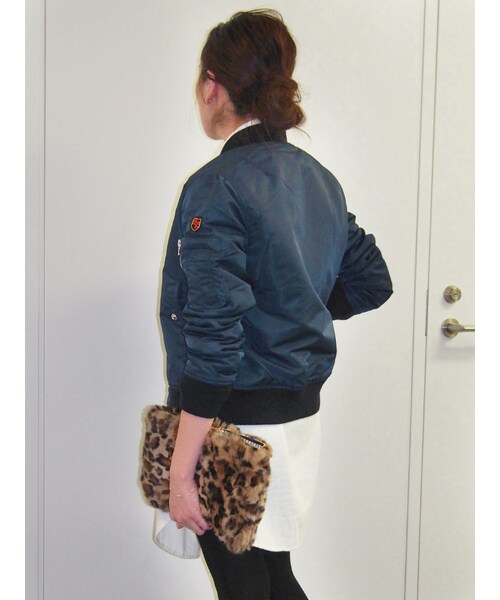 Ungrid（アングリッド）の「【Men’s Like】SCHOTT MA-1（ジャケット/アウター・レディース・オフホワイト/ブラック/ボルドー/ネイビー/カーキ・M/L）」の7枚目の写真