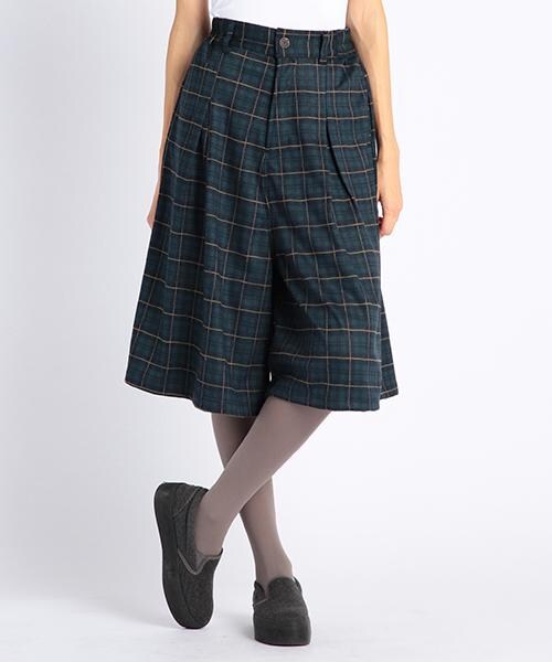 DOUBLE NAME(ダブルネーム)の「ミモレ丈ガウチョパンツ(無地/チェック)(パンツ・レディース・ブラック/チャコールグレー/柄A・FREE)」の3枚目の写真