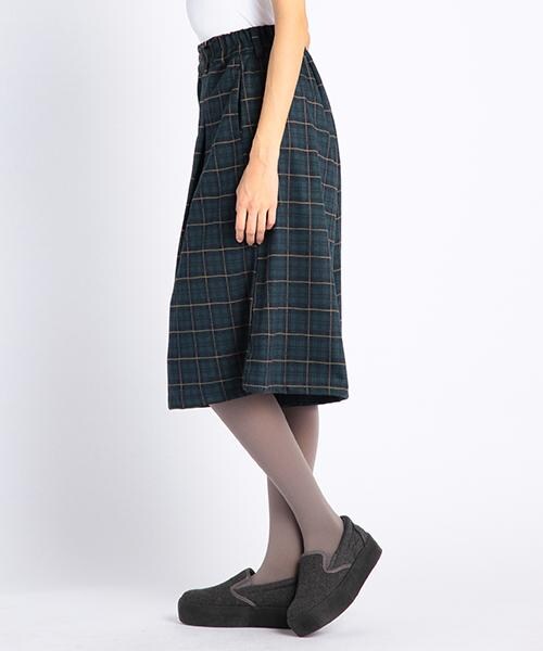DOUBLE NAME(ダブルネーム)の「ミモレ丈ガウチョパンツ(無地/チェック)(パンツ・レディース・ブラック/チャコールグレー/柄A・FREE)」の4枚目の写真