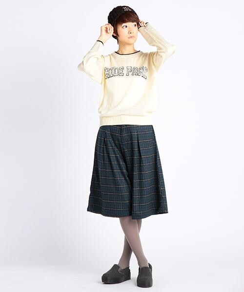 DOUBLE NAME(ダブルネーム)の「ミモレ丈ガウチョパンツ(無地/チェック)(パンツ・レディース・ブラック/チャコールグレー/柄A・FREE)」の8枚目の写真
