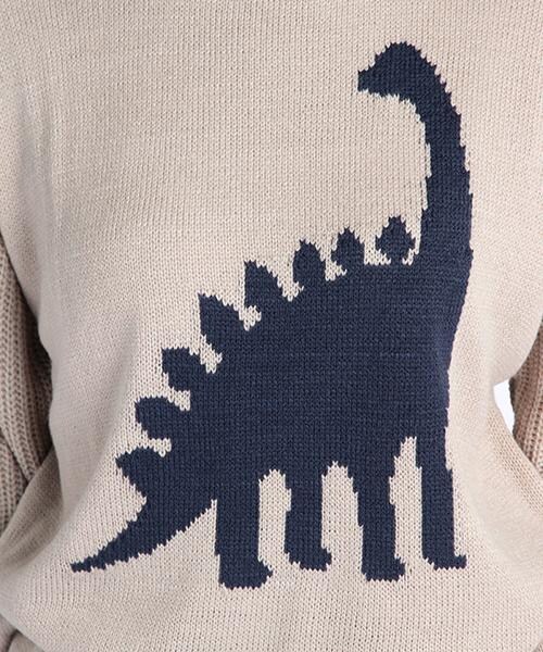 DOUBLE NAME（ダブルネーム）の「恐竜柄プルオーバーニット（トップス・レディース・ネイビー/グリーン/グレー・FREE）」の7枚目の写真