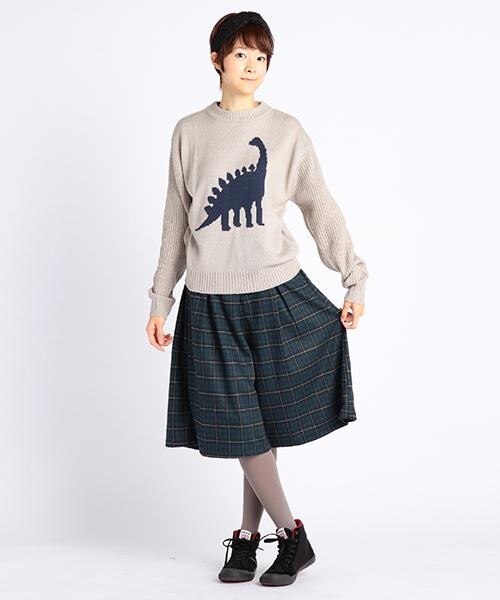 DOUBLE NAME（ダブルネーム）の「恐竜柄プルオーバーニット（トップス・レディース・ネイビー/グリーン/グレー・FREE）」の8枚目の写真