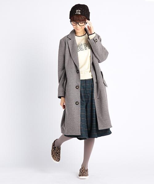 DOUBLE NAME(ダブルネーム)の「ロング丈チェスターコート(ジャケット/アウター・レディース・ブラック/グリーン/チャコールグレー/キナリ/杢グレー・FREE)」の12枚目の写真