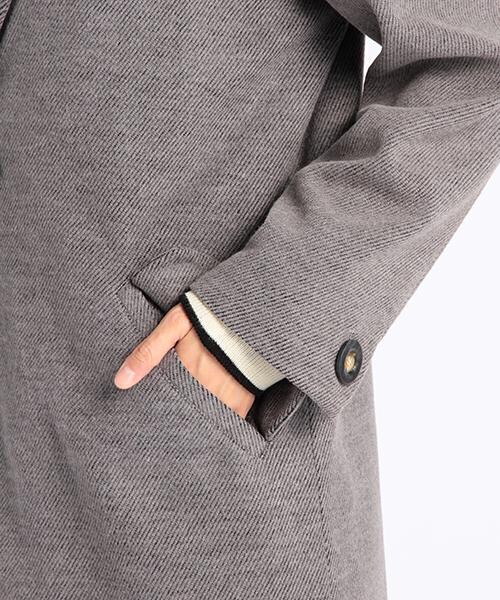 DOUBLE NAME(ダブルネーム)の「ロング丈チェスターコート(ジャケット/アウター・レディース・ブラック/グリーン/チャコールグレー/キナリ/杢グレー・FREE)」の8枚目の写真