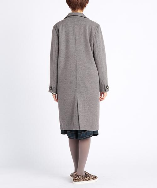 DOUBLE NAME(ダブルネーム)の「ロング丈チェスターコート(ジャケット/アウター・レディース・ブラック/グリーン/チャコールグレー/キナリ/杢グレー・FREE)」の7枚目の写真