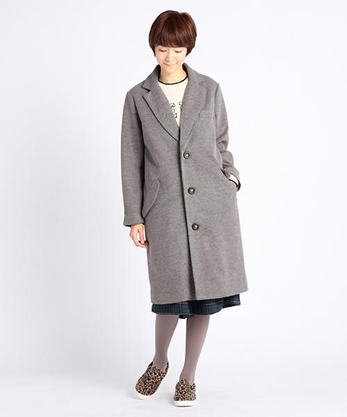 DOUBLE NAME(ダブルネーム)の「ロング丈チェスターコート(ジャケット/アウター・レディース・ブラック/グリーン/チャコールグレー/キナリ/杢グレー・FREE)」の11枚目の写真