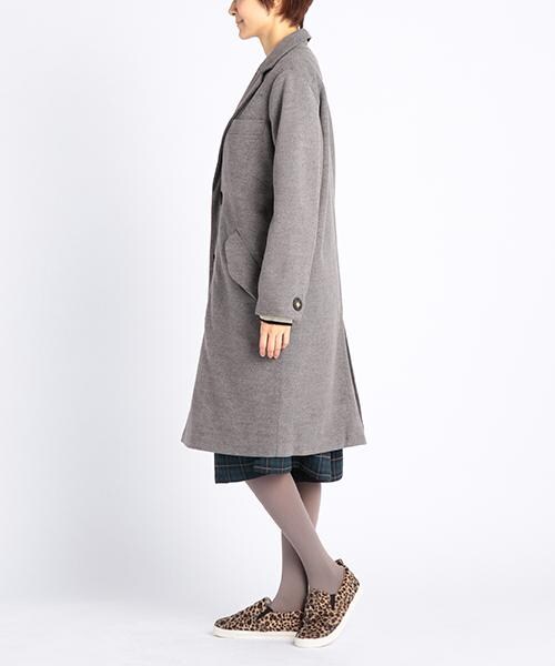DOUBLE NAME(ダブルネーム)の「ロング丈チェスターコート(ジャケット/アウター・レディース・ブラック/グリーン/チャコールグレー/キナリ/杢グレー・FREE)」の6枚目の写真