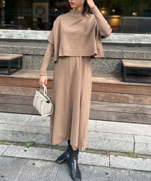 Chez toi | ケーププルオーバー×リブワンピースニットアップ(ワンピース/ドレス)