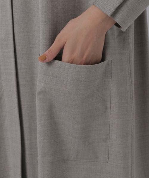 極美品 カオス Chaos バンドカラー ロングシャツワンピース グレー