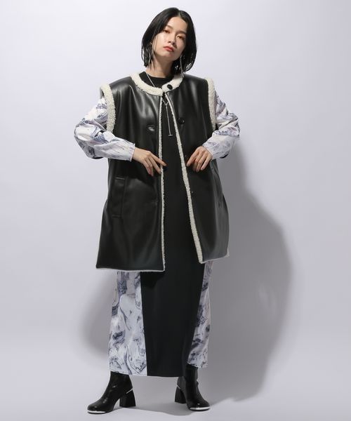 HARE リバーシブルベスト HARE（ハレ）の「リバーシブルファー&レザーベスト(HARE