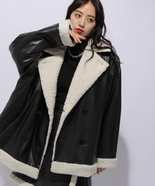 HARE(ハレ)の「リバーシブルフェイクレザーボアジャケット(ジャケット/アウター・レディース・ホワイト05/ブラック09・FREE)」の12枚目の写真