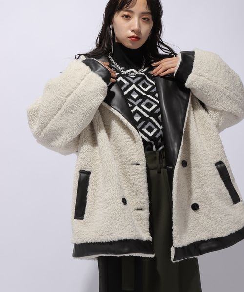 ‼️最終値下げ‼️HARE リバーシブルフェイクレザーボアジャケット HARE（ハレ）の「リバーシブルフェイクレザーボアジャケット