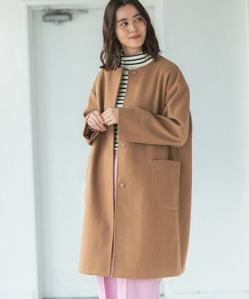 LEPSIM（レプシィム）の「TRノーカラーコート（ジャケット/アウター・レディース・ブラック09/キャメル54/ブルー83・FREE SIZE）」の2枚目の写真