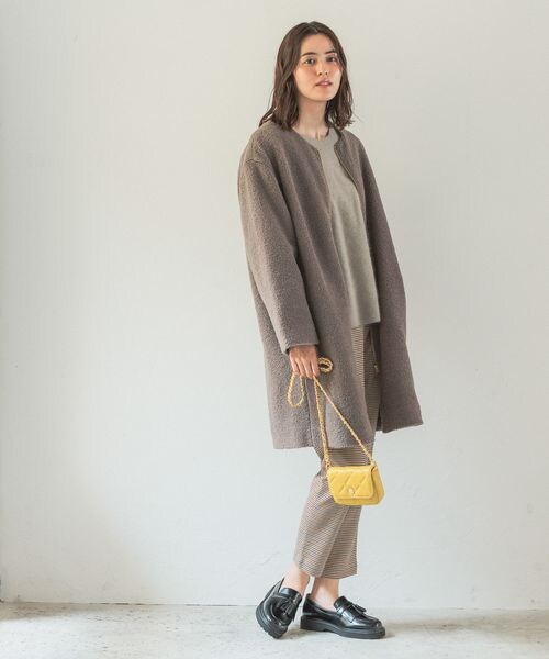 LEPSIM（レプシィム）の「ライトノーカラーボアコート（ジャケット/アウター・レディース・グレージュ13/チャコール19/モカ53・M/L）」の11枚目の写真