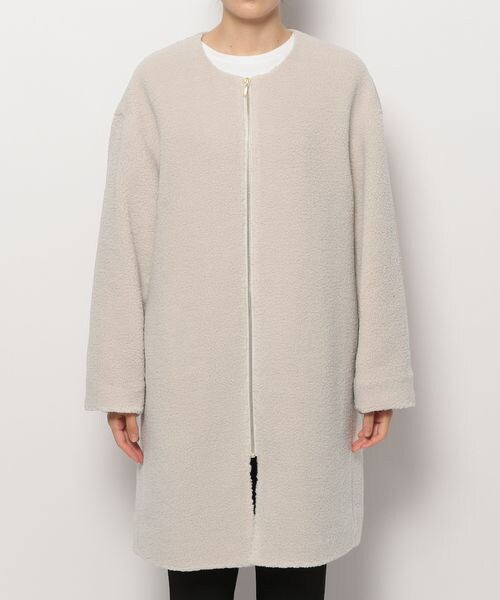 LEPSIM（レプシィム）の「ライトノーカラーボアコート（ジャケット/アウター・レディース・グレージュ13/チャコール19/モカ53・M/L）」の12枚目の写真