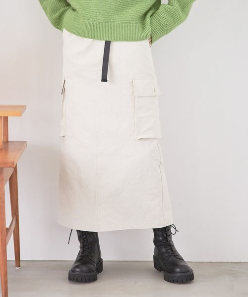 LOWRYS FARM（ローリーズファーム）の「ミリタリーサイドポケットスカート（スカート・レディース・アイボリー08/ブラック09/カーキ78・F）」の6枚目の写真