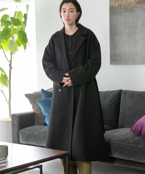 LOWRYS FARM（ローリーズファーム）の「ウールライクロングコート（ジャケット/アウター・レディース・ブラック09/ブラウン55/ダークブラウン58/カーキ78・F）」の12枚目の写真