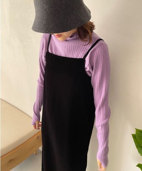 LOWRYS FARM（ローリーズファーム）の「ベロアキャミワンピース（ワンピース/ドレス・レディース・ブラック09/レッド35・F）」の6枚目の写真