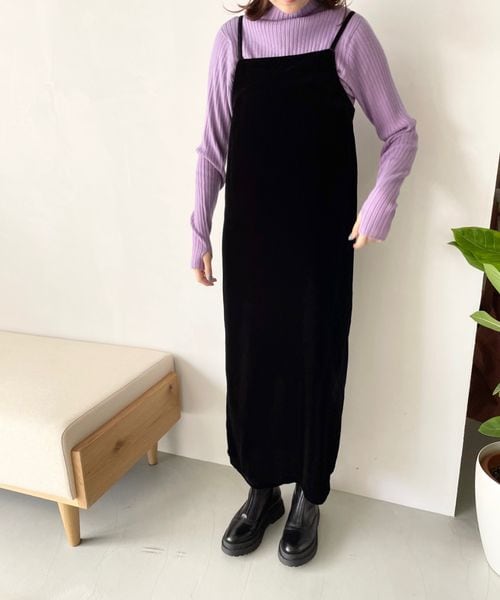 LOWRYS FARM（ローリーズファーム）の「ベロアキャミワンピース（ワンピース/ドレス・レディース・ブラック09/レッド35・F）」の7枚目の写真
