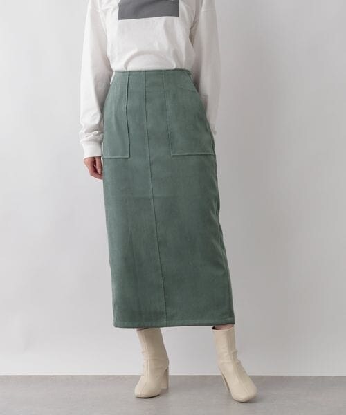 LOWRYS FARM（ローリーズファーム）の「ベロアライクタイトスカート（スカート・レディース・アイボリー08/ブラック09/グリーン72・M/L）」の3枚目の写真