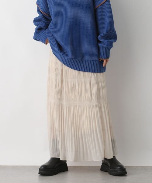 LOWRYS FARM（ローリーズファーム）の「シャーリングＩラインスカート（スカート・レディース・アイボリー08/ブラック09/ブルー82・F）」の6枚目の写真