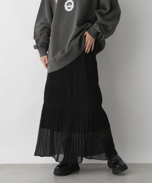 LOWRYS FARM（ローリーズファーム）の「シャーリングＩラインスカート（スカート・レディース・アイボリー08/ブラック09/ブルー82・F）」の8枚目の写真