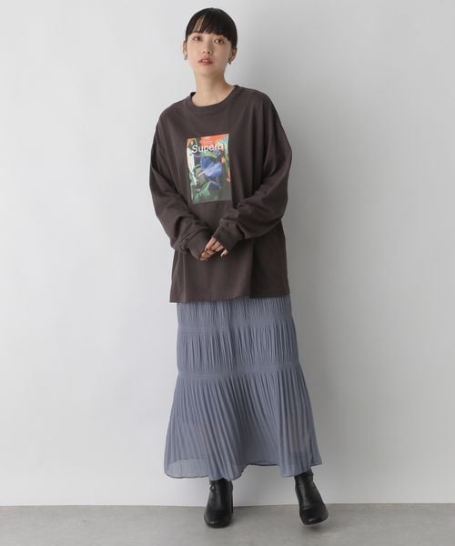 LOWRYS FARM（ローリーズファーム）の「シャーリングＩラインスカート（スカート・レディース・アイボリー08/ブラック09/ブルー82・F）」の9枚目の写真