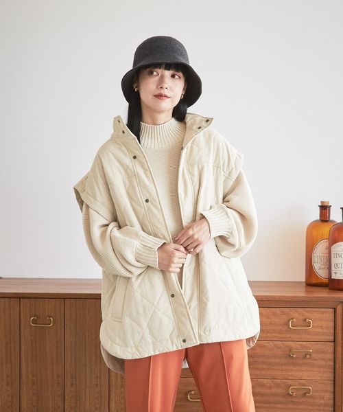 LOWRYS FARM（ローリーズファーム）の「２ＷＡＹキルトブルゾン（ジャケット/アウター・レディース・アイボリー08/ブラック09/ブラウン58・F）」の7枚目の写真