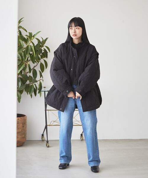 LOWRYS FARM（ローリーズファーム）の「２ＷＡＹキルトブルゾン（ジャケット/アウター・レディース・アイボリー08/ブラック09/ブラウン58・F）」の9枚目の写真