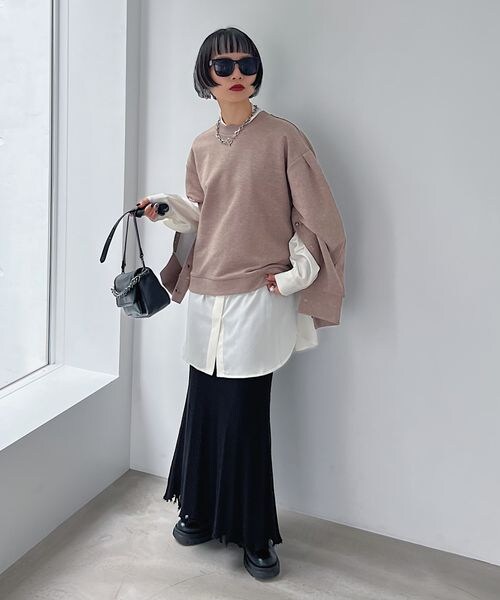 PAGEBOY（ページボーイ）の「ダメージヘムニットスカート（スカート・レディース・オフホワイト05/ブラック09/チェリー35・F）」の9枚目の写真