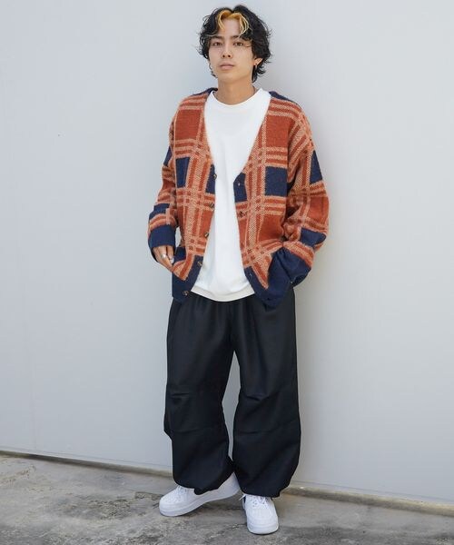 PAGEBOY（ページボーイ）の「アソートシャギーカーデ（トップス・メンズ・ブラウンチェック53/ブラウンアーガイル55/イエローチェック65/グリーンアーガイル75・FREE）」の5枚目の写真