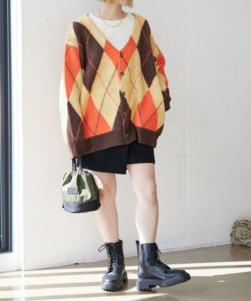 PAGEBOY（ページボーイ）の「アソートシャギーカーデ（トップス・メンズ・ブラウンチェック53/ブラウンアーガイル55/イエローチェック65/グリーンアーガイル75・FREE）」の17枚目の写真