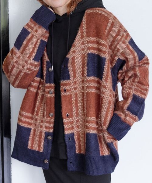 PAGEBOY（ページボーイ）の「アソートシャギーカーデ（トップス・メンズ・ブラウンチェック53/ブラウンアーガイル55/イエローチェック65/グリーンアーガイル75・FREE）」の12枚目の写真